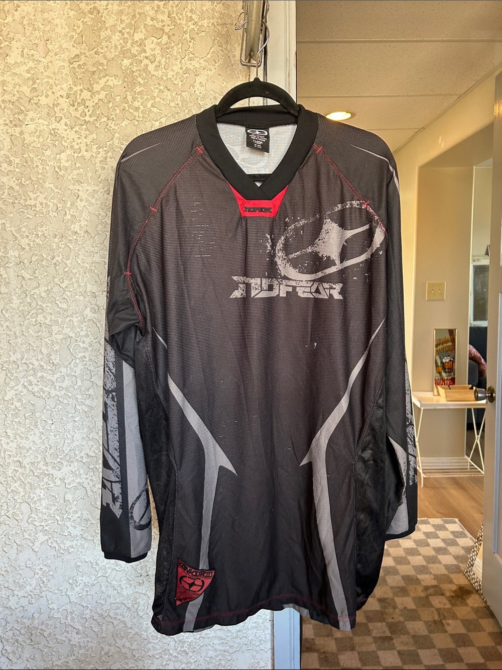 No fear 2000’s vintage dirtbike top Black & Gray Long-Sleeve Performance Shirt